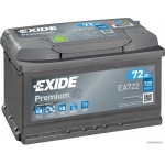 Аккумулятор EXIDE Premium EA722 72Ah 720A для tazzari