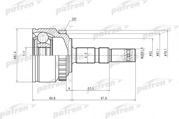 pcv1451 PATRON Шарнирный комплект, приводной вал