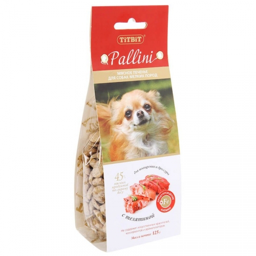 Купить Титбит 1073 Pallini Печенье д/собак мелких пород c телятиной 125г в интернет-магазине Ravta – самая низкая цена