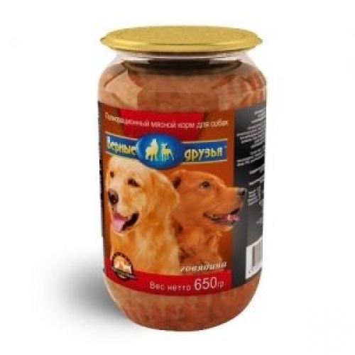 Купить Консервы Верные друзья для собак говядина стекло 650г в интернет-магазине Ravta – самая низкая цена