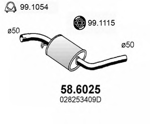 58.6025 ASSO Средний глушитель выхлопных газов