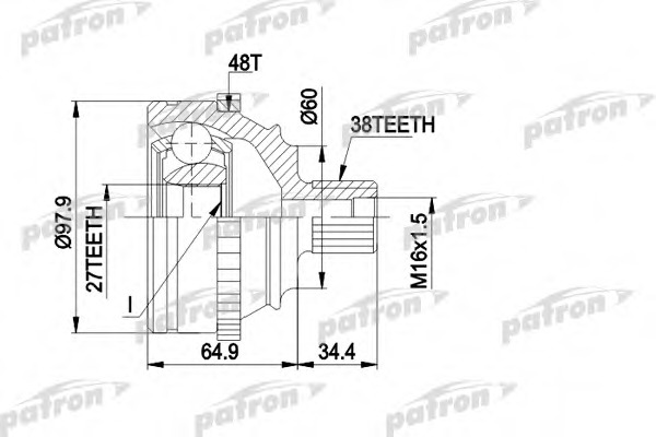 pcv1229 PATRON Шарнирный комплект, приводной вал