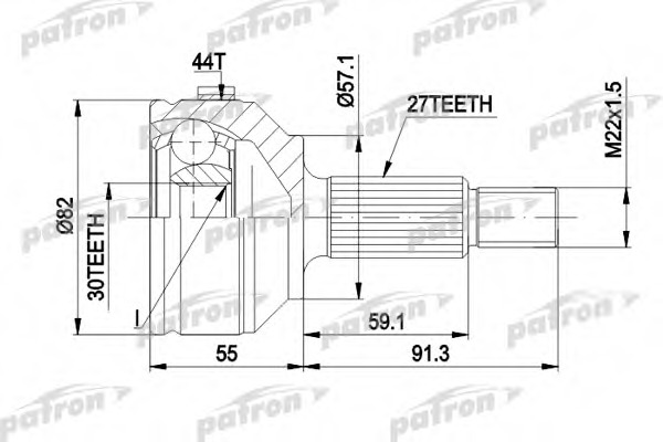 pcv1201 PATRON Шарнирный комплект, приводной вал