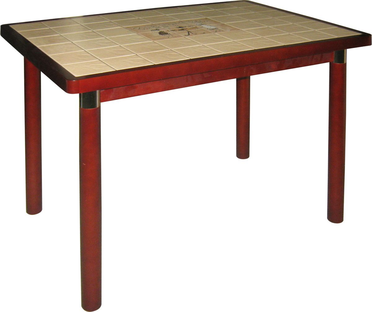 деревянный стол с плиткой на столешнице