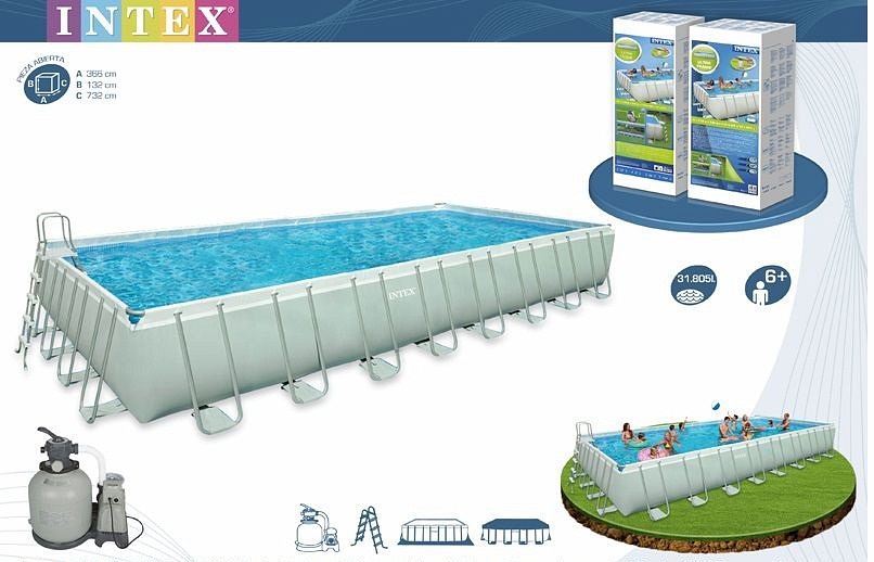 Бассейн Ультра, Каркасный, прямоугольный Intex (интекс) 732х366х132см ...