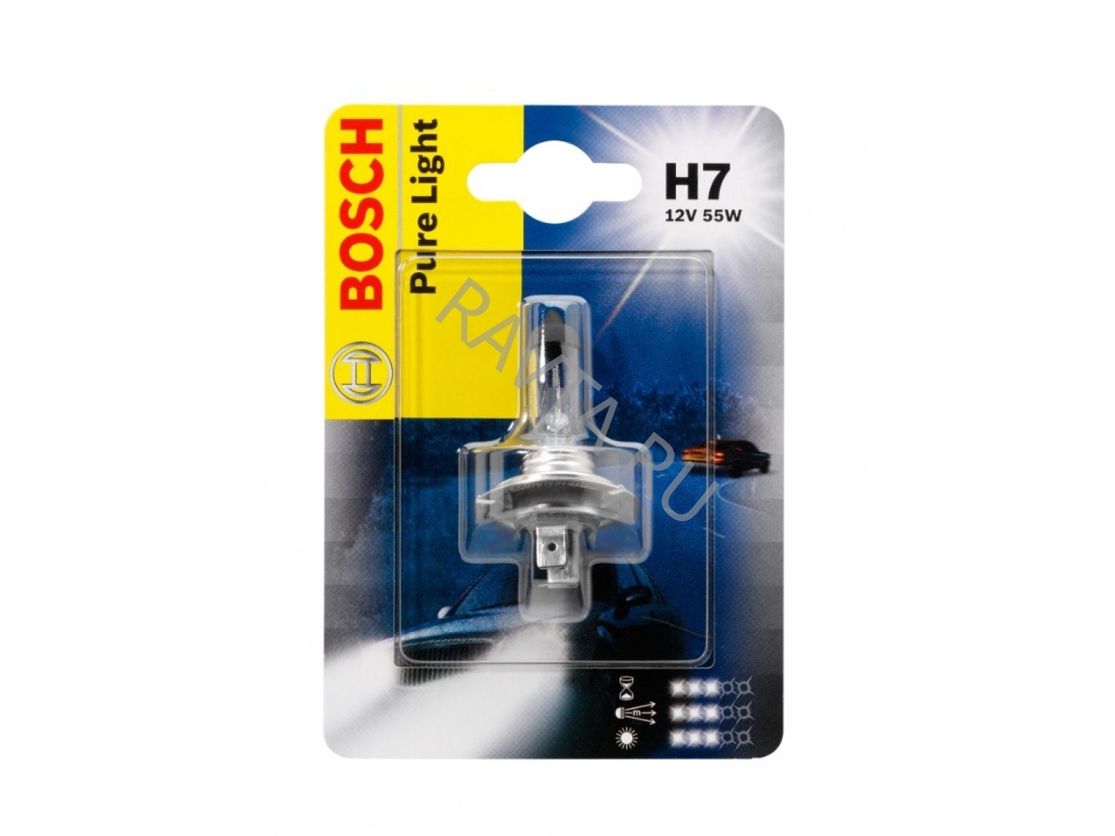 Bosch h7 12v 55w. Bosch Pure Light h7. Лампа h7 12v 55w Pure Light-Standart Bosch. Лампа галогеновая Bosch Pure Light h4 12v 60/55w- Standard. 1987301012 Bosch.