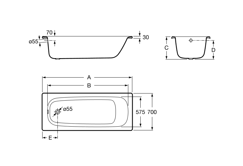 Ванна стальная Roca Contesa 140х70 арт.(236160000): цена, описание, отзывы