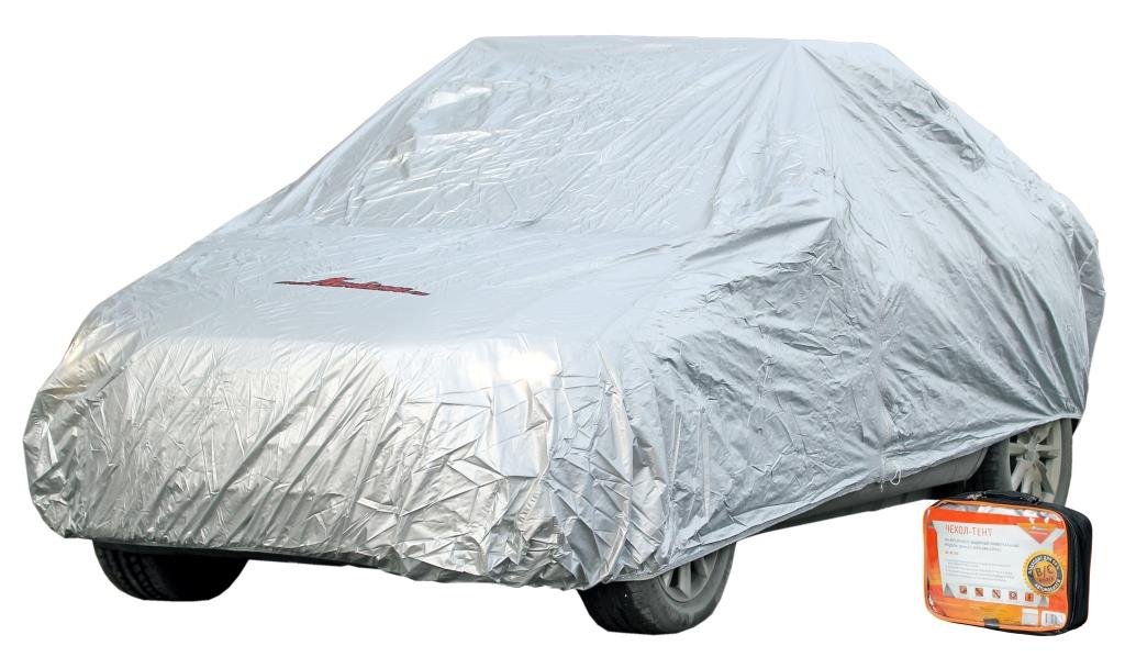Чехол-тент на автомобиль защитный, размер S (455х186х120см), цвет серый .
