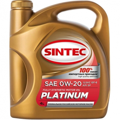 Купить Sintec Масло Platinum SAE 0W20 API SP, ILSAC GF-6 4л в интернет-магазине Ravta – самая низкая цена
