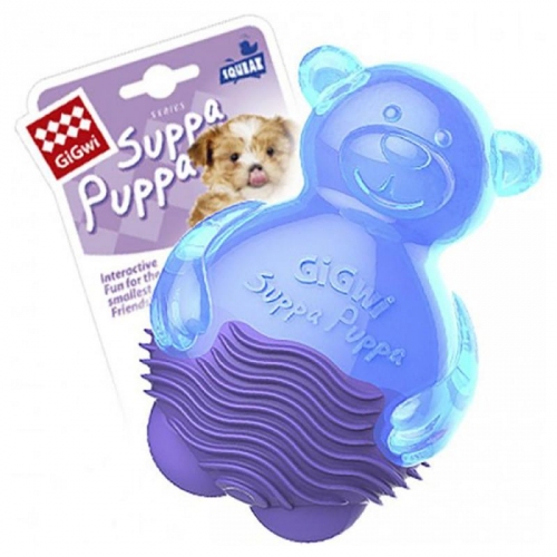 Купить Игрушка д/собак "SUPPA PUPPA" Мишка, с пищ., 9 см, резина, синий в интернет-магазине Ravta – самая низкая цена