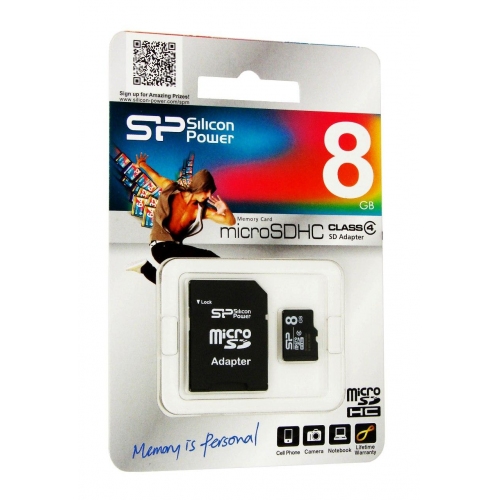 Купить Флеш карта microSD 8Gb Class4 Silicon Power SP008GBSTH004V10 в интернет-магазине Ravta – самая низкая цена