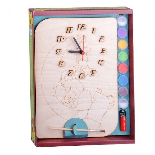 Купить Часы с циферблатом под роспись "Мишутка" с красками арт.ДНИ112 /20 в интернет-магазине Ravta – самая низкая цена