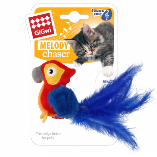Купить Игрушка д/кошек  "MELODY CHASER SERIES Попугай" с звук.чипом, 12 см, иск.мех, перо в интернет-магазине Ravta – самая низкая цена