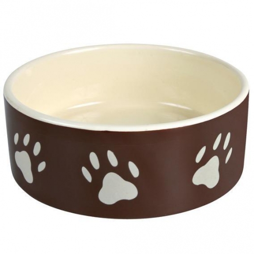 Купить Миска TRIXIE для собаки с рисунком "Лапка", 0,8л. 16см керамика, коричневая/белая в интернет-магазине Ravta – самая низкая цена