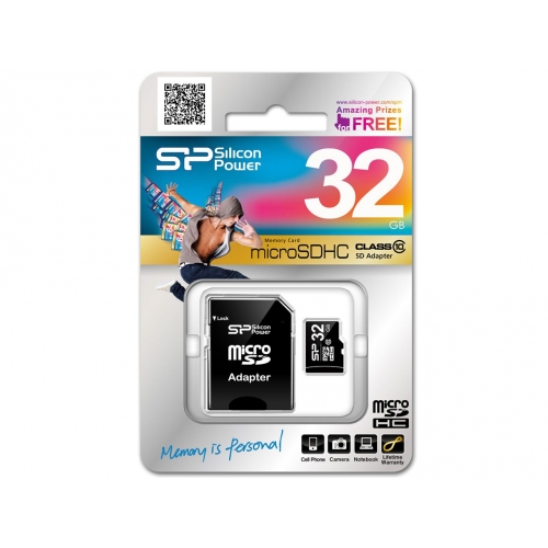 Купить Флеш карта microSD 32Gb Class10 Silicon Power SP032GBSTH010V10-SP + adapter в интернет-магазине Ravta – самая низкая цена