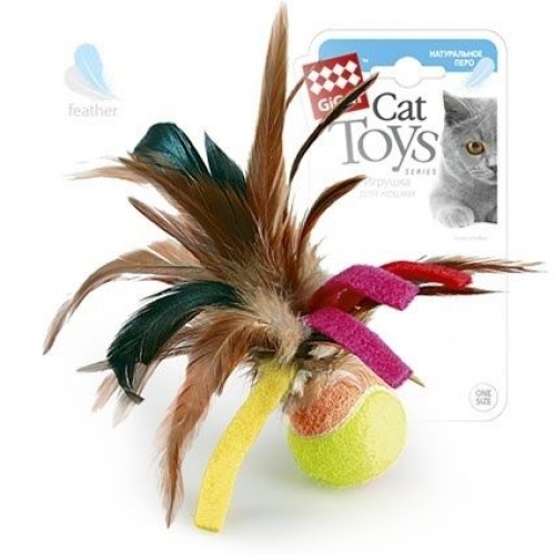 Купить Игрушка GiGwi для кошек Мячик с перьями в интернет-магазине Ravta – самая низкая цена