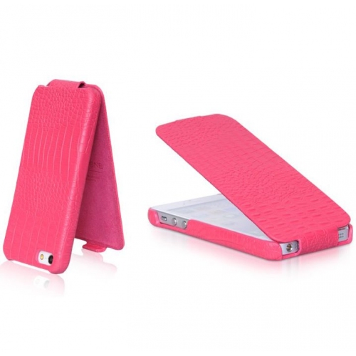 Купить Чехол Borofone Crocodile flip leather case для iPhone 5, имитация кожи крокодила (розовый) в интернет-магазине Ravta – самая низкая цена