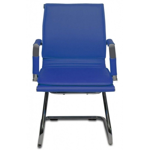 Купить Кресло Бюрократ CH-993-Low-V/blue низкая спинка синий искусственная кожа полозья хром в интернет-магазине Ravta – самая низкая цена
