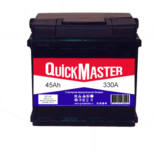 Купить АКБ QUICK MASTER 6СТ-45 L (L)-(1) 330A 207*175*190 в интернет-магазине Ravta – самая низкая цена