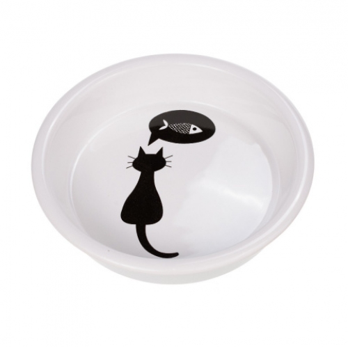 Купить Миска керамич. д/кошки с рис. "Кошка", 0,25 л, диам. 13 см, белая в интернет-магазине Ravta – самая низкая цена