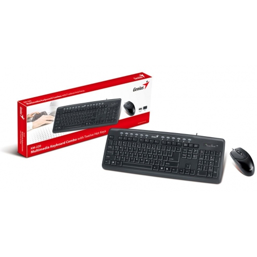 Купить Комплект клавиатура + мышь Genius KM-220 12 горячих клавиш USB black в интернет-магазине Ravta – самая низкая цена