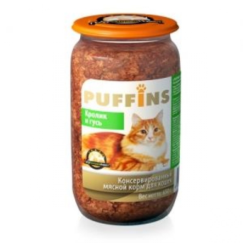 Купить Консервы Puffins консервы для кошек кролик/гусь  650г в интернет-магазине Ravta – самая низкая цена