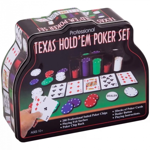Купить Набор "Покер" в коробке (200 фишек 4 гр.,2 колоды карт, сукно) арт.1897/BR5018 в интернет-магазине Ravta – самая низкая цена