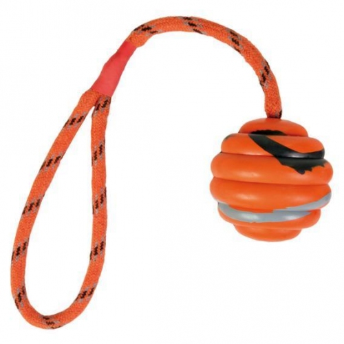 Купить Игрушка TRIXIE Игрушка "Мяч на веревке" 6 см 30см, резина, оранжевый/черный. в интернет-магазине Ravta – самая низкая цена