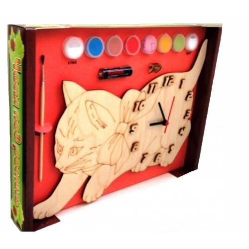 Купить Часы с циферблатом под роспись "Кошка" с красками арт.ДНИ 116 /20 в интернет-магазине Ravta – самая низкая цена