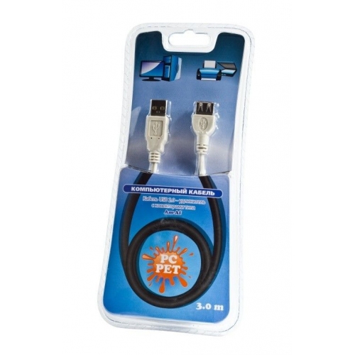 Купить Кабель Удлинитель PC PET USB2.0 Am-Af extension cable 3m в интернет-магазине Ravta – самая низкая цена