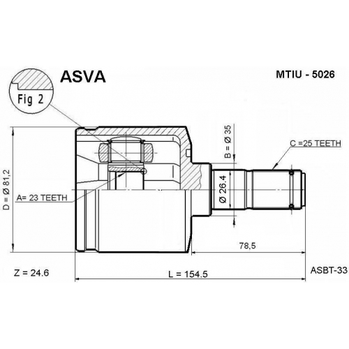 Купить (mtiu-5026) ASVA Шрус внутренний 23x35x25 в интернет-магазине Ravta – самая низкая цена