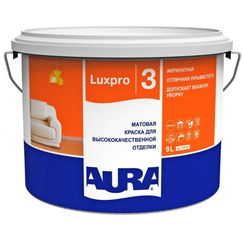 Купить Краска Эскаро Аура Luxpro 3 водная моющаяся белая 9л в интернет-магазине Ravta – самая низкая цена