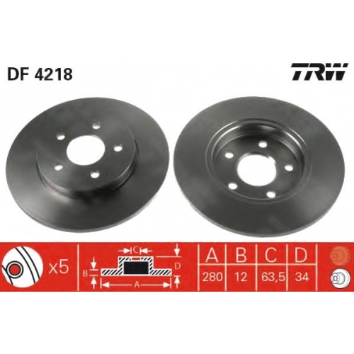 Купить (df4218) Диск тормозной задний TRW в интернет-магазине Ravta – самая низкая цена