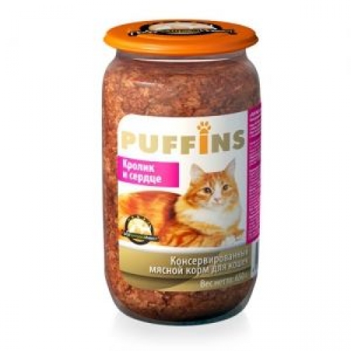 Купить Консервы Puffins консервы для кошек кролик/сердце  650г в интернет-магазине Ravta – самая низкая цена