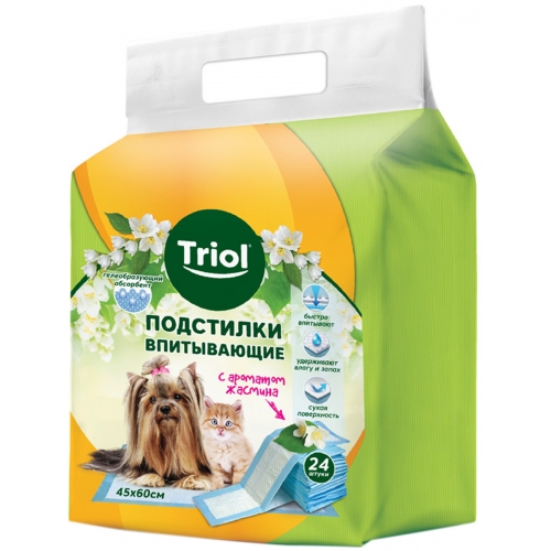 Купить Подстилка для собак Triol впит. с аромат. жасмина, с абсорбентом, 45х60 см, 24 шт. в упак. в интернет-магазине Ravta – самая низкая цена