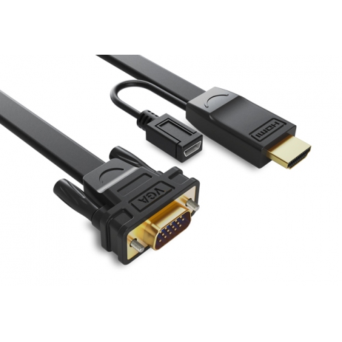 Купить Кабель-конвертер Greenconnect GC-HD2VGA5-3m (3m HDMI-VGA 19M / 15M, плоский, AWG 28, доп.питание) в интернет-магазине Ravta – самая низкая цена