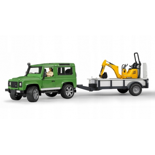 Купить Bruder 02593 "Внедорожник Land Rover Defender" c прицепом-плат-мой, гус-ным экскаватором (фикс.цена) в интернет-магазине Ravta – самая низкая цена