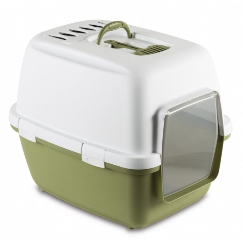 Купить Туалет-домик Stefanplast Cathy Comfort с уголным фильтром и совочком, зеленый, 58х45х48см в интернет-магазине Ravta – самая низкая цена