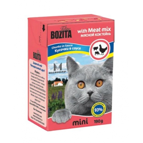 Купить Bozita super premium Mini Кусочки в соусе для кошек - мяcной коктейль (Meat Mix) 0,19кг в интернет-магазине Ravta – самая низкая цена