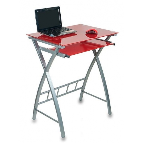 Купить Стол для компьютера Бюрократ GD-003 столешница:красный закаленное стекло цвет основания:серебристый  в интернет-магазине Ravta – самая низкая цена