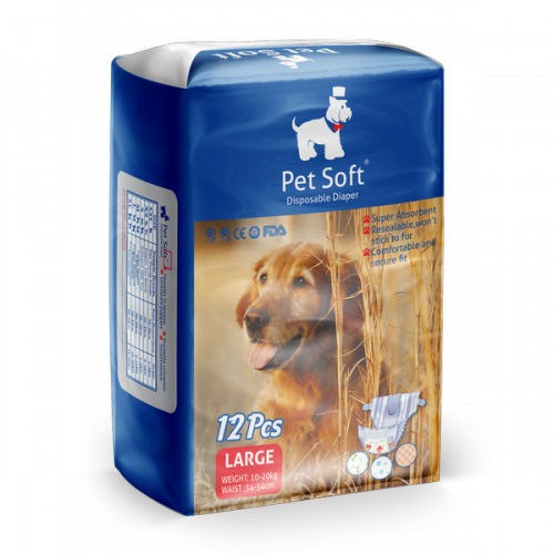 Купить Подгузник для собак PET SOFT DIAPER , 3 ЦВЕТА, размер L (10-20кг,талия 34-54см) 12шт  (1/24) в интернет-магазине Ravta – самая низкая цена