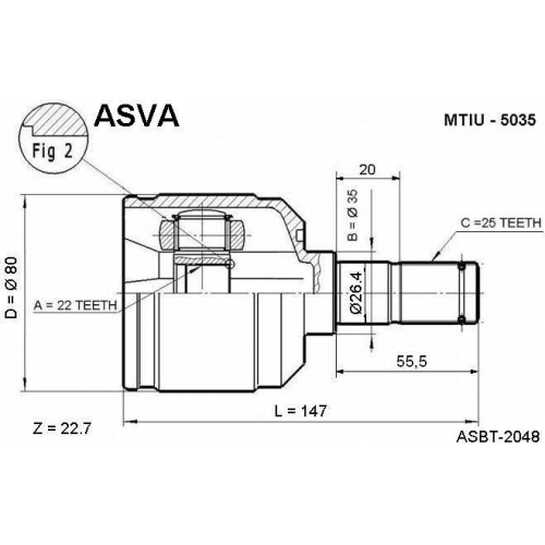 Купить (mtiu-5035) ASVA Шрус внутренний 22x35x25 в интернет-магазине Ravta – самая низкая цена
