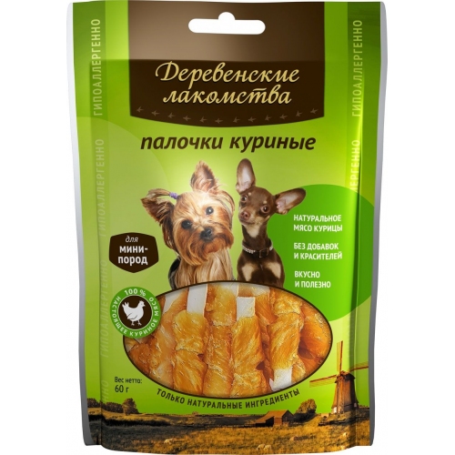 Купить Деревенские лакомства Куриные Палочки для Малых пород, 60г в интернет-магазине Ravta – самая низкая цена