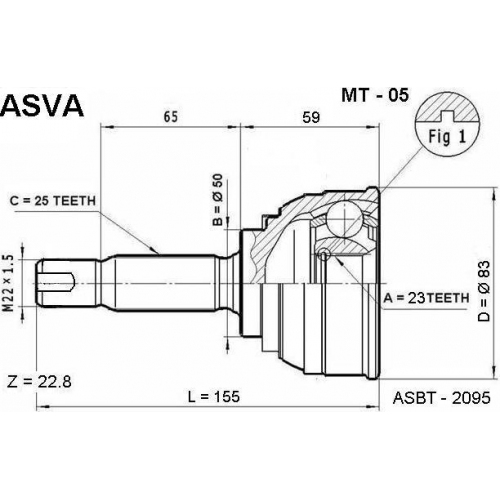 Купить (mt-05) ASVA Шрус наружный 23x50x25 в интернет-магазине Ravta – самая низкая цена