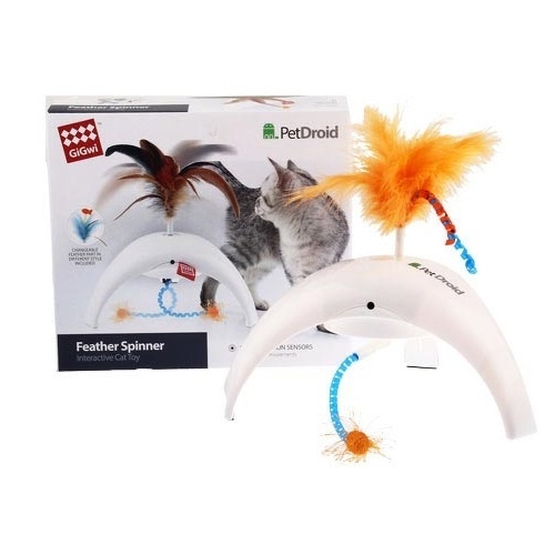Купить Интеракт. игрушка  д/кошек "PetDroid Feather Spinner", с 3-мя сенсорами движ, 18 см, пластик/нат.пер в интернет-магазине Ravta – самая низкая цена