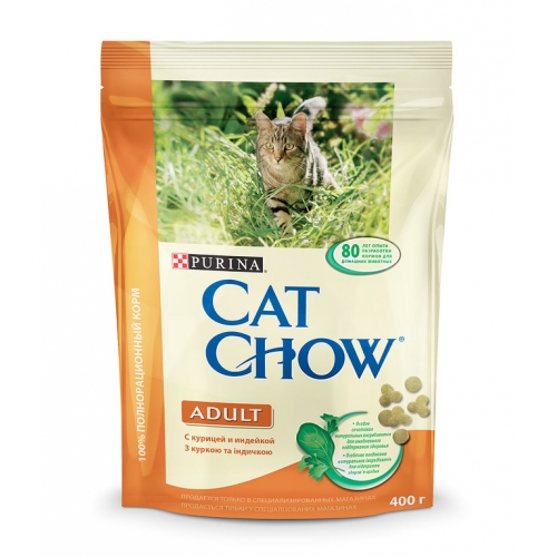 Купить Корм CAT CHOW "Adult" для Кошек Индейка Курица, 400 гр в интернет-магазине Ravta – самая низкая цена