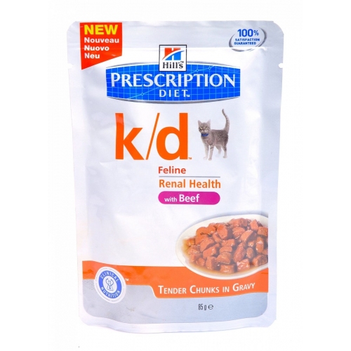 Купить Консервированный корм Hill's K/D для кошек при лечении почек с говядиной(k/d Feline with Beef) паучи в интернет-магазине Ravta – самая низкая цена