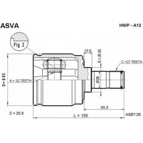 Купить (hnip-a12) ASVA Шрус внутренний правый 32x40x27(55) в интернет-магазине Ravta – самая низкая цена