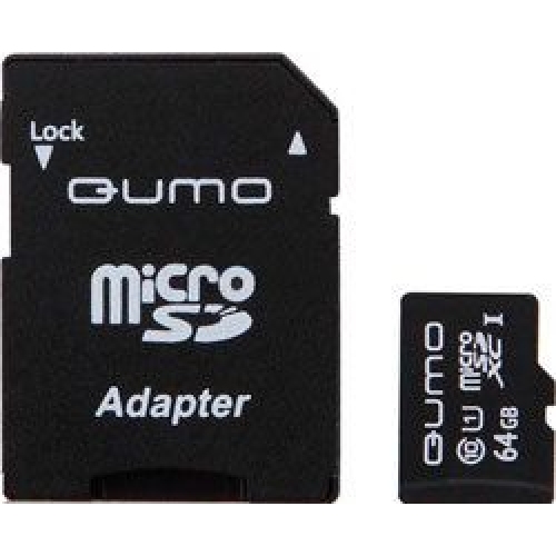 Купить Карта памяти Qumo MicroSDXC 64GB Сlass 10 с адаптером SD UHS-1 3.0 в интернет-магазине Ravta – самая низкая цена