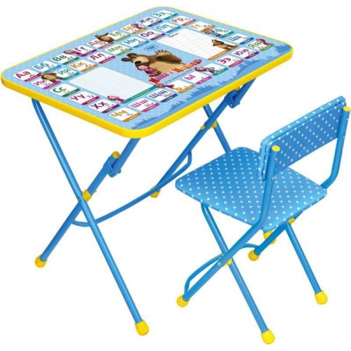Купить Nika. Комплект КУ1/2 "Азбука2.Маша и Медведь" Стол+стул мягкий (синий) в интернет-магазине Ravta – самая низкая цена